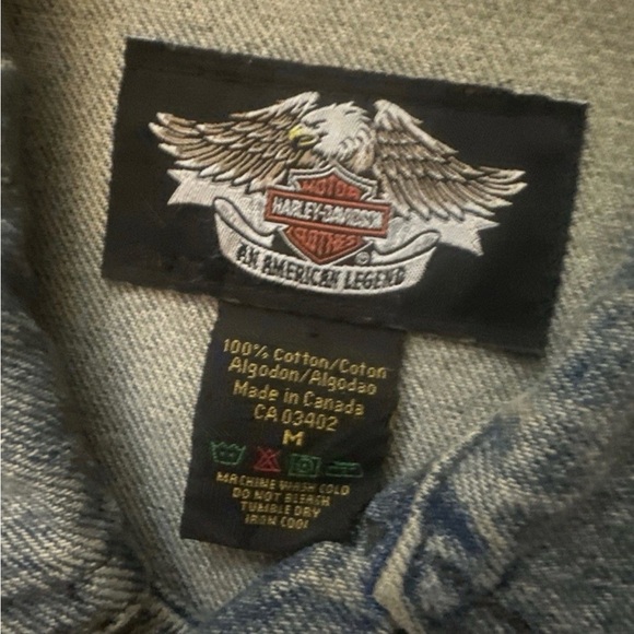 Harley-Davidson American Legend Denim Vest Mens M Made In Canada Bar Patch - Picture 3 of 6